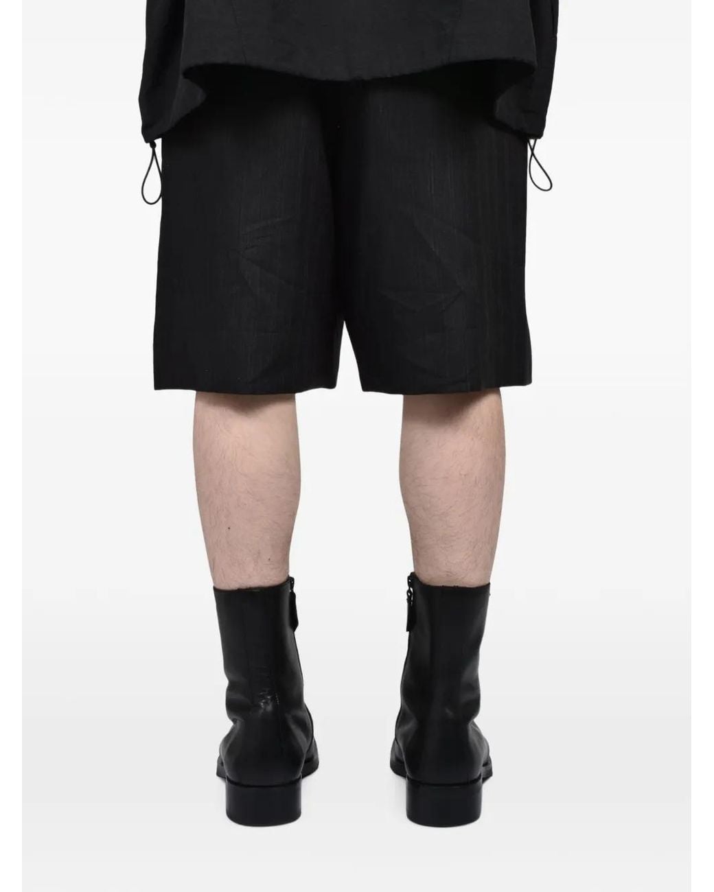 Fear Of God Black Pinstriped Wool Shorts for men