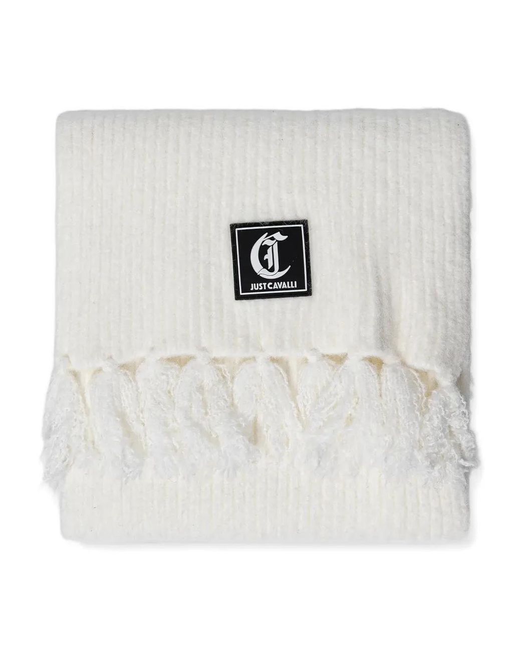 Just Cavalli White Logo-Patch Scarf