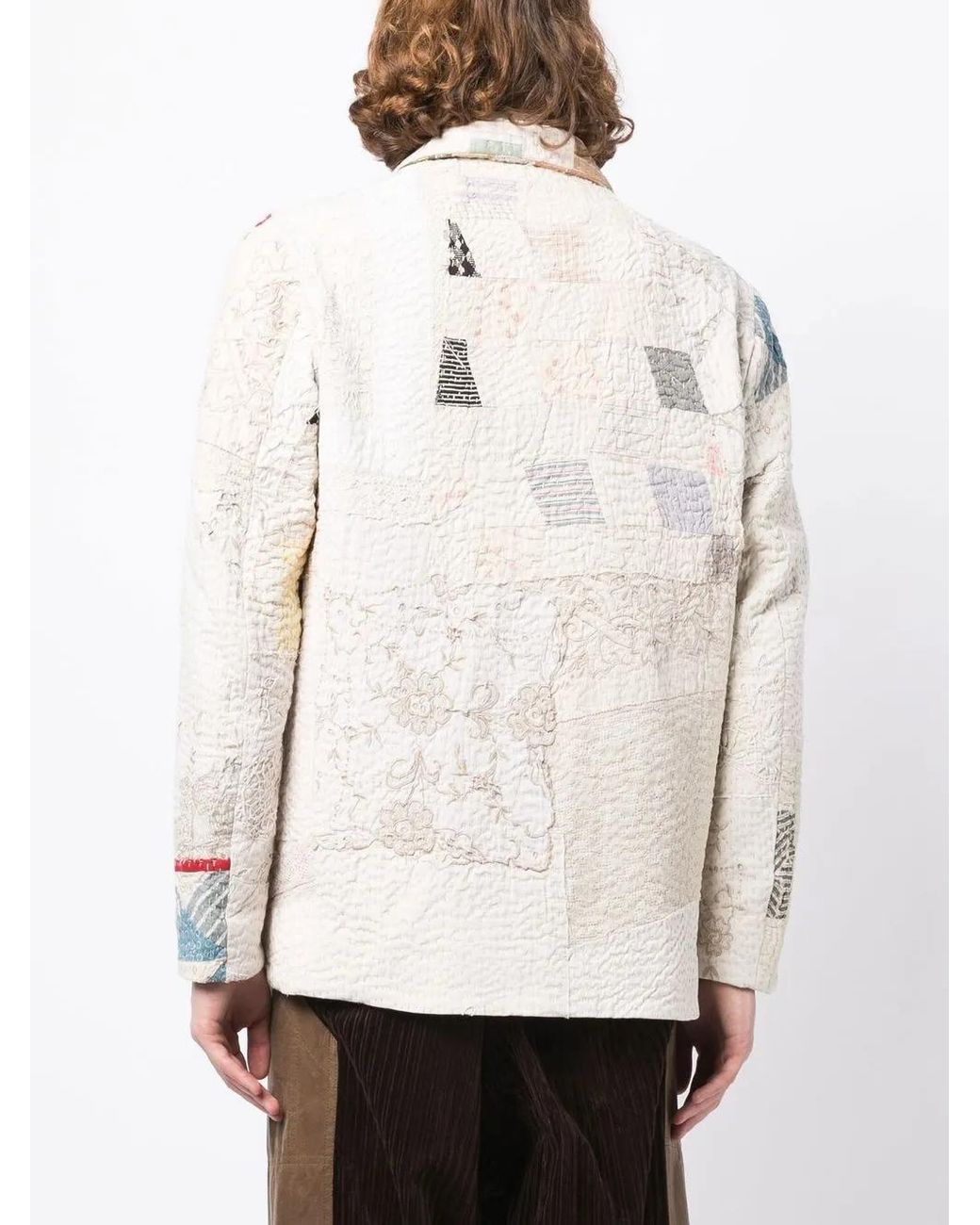 By Walid Natural Patchwork-Design Jacket for men