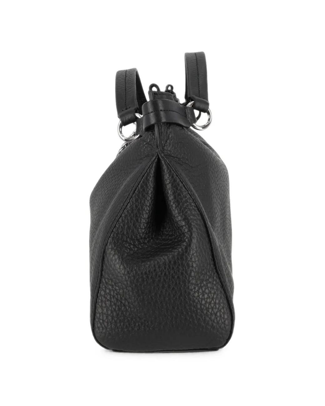 Orciani Black Midi Virgo Soft Grained Leather Tote Bag