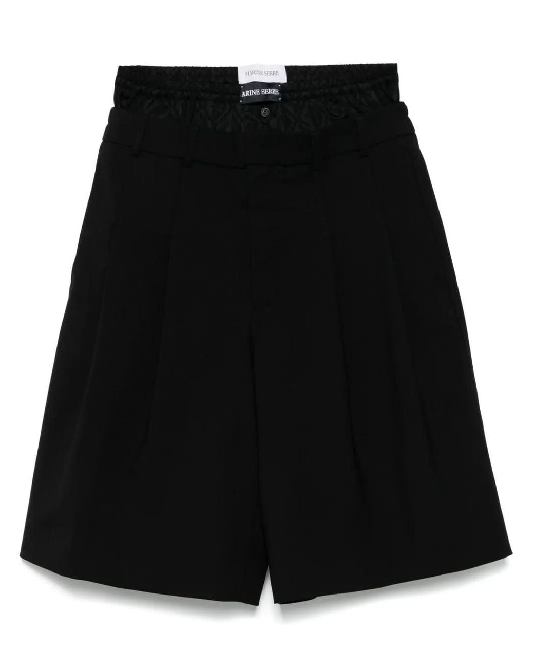 MARINE SERRE Black Twill Shorts for men