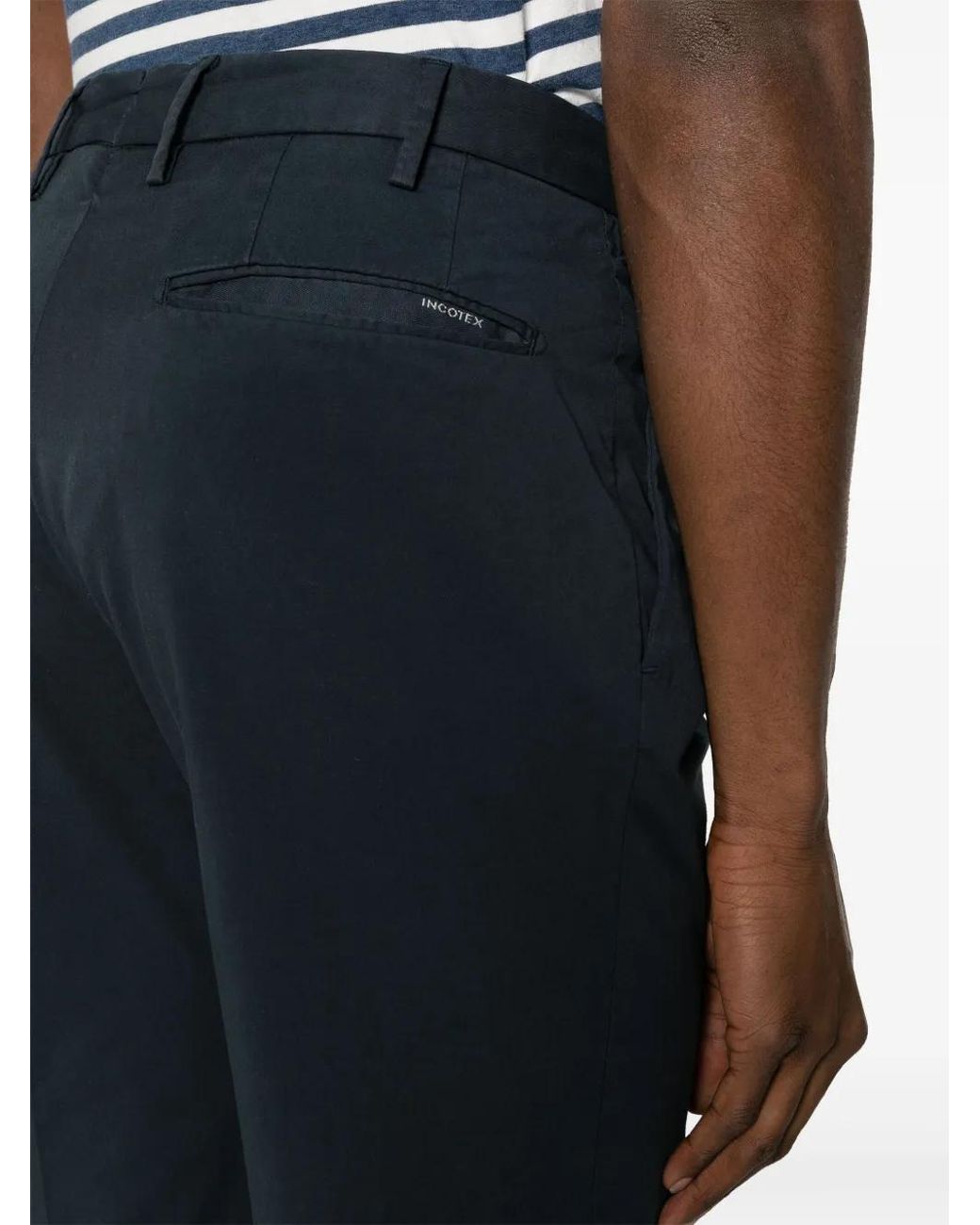 Incotex Blue Pressed-Crease Trousers for men