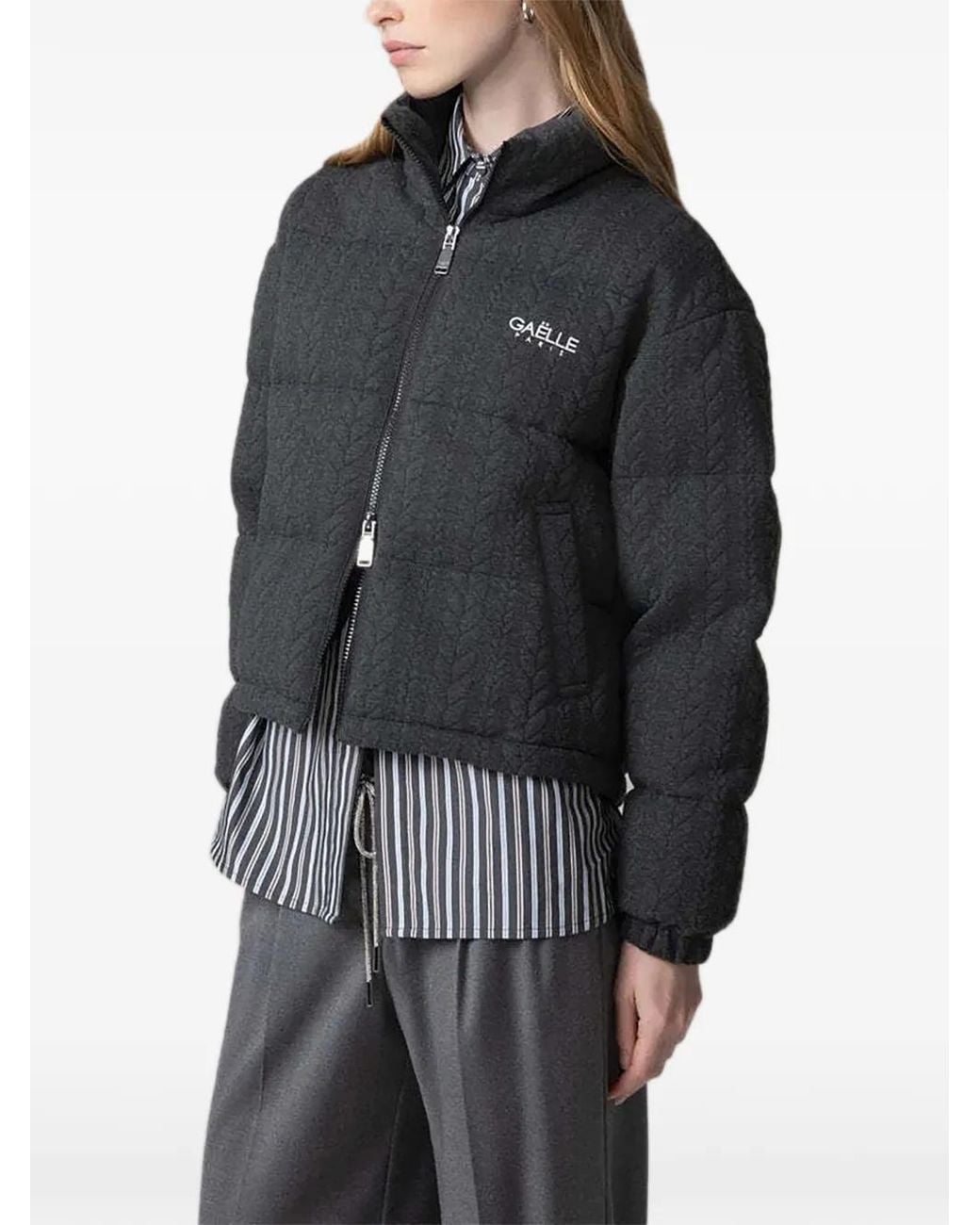 Gaelle Paris Black Cable-Knit Padded Jacket