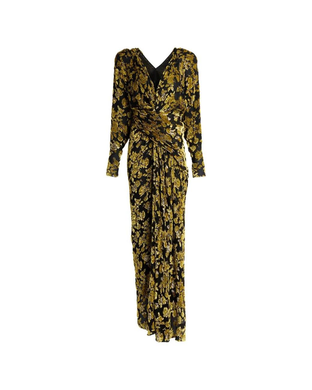 Balmain Green Long Velvet Jacquard Dress