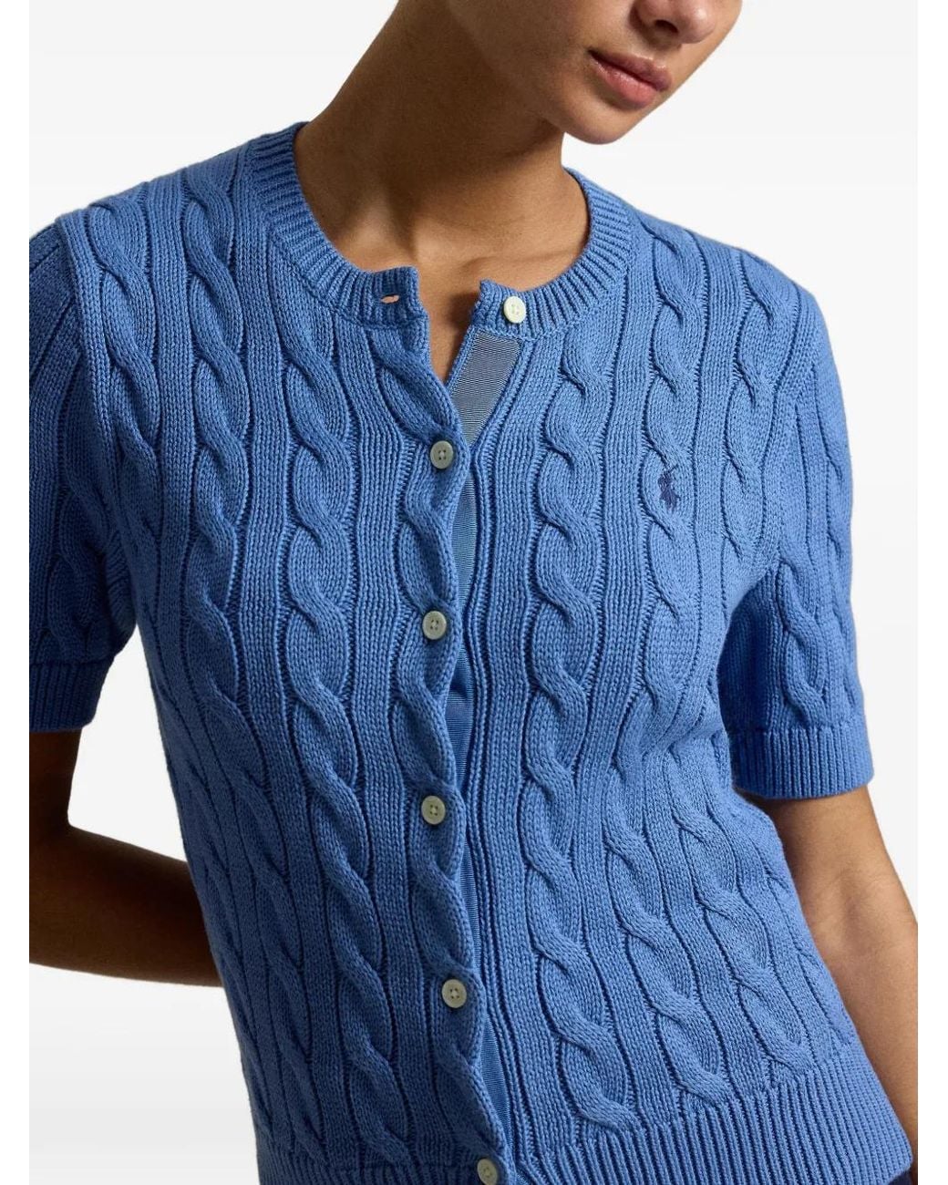 Polo Ralph Lauren Blue Cable-Knit Cotton Cardigan