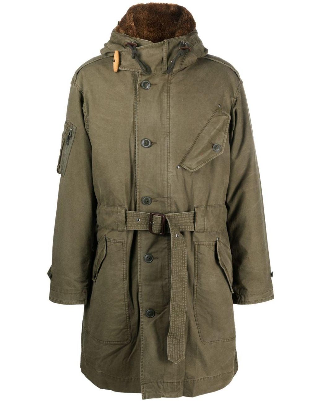 Polo Ralph Lauren Hooded Belted Parka in Green for Men | Lyst