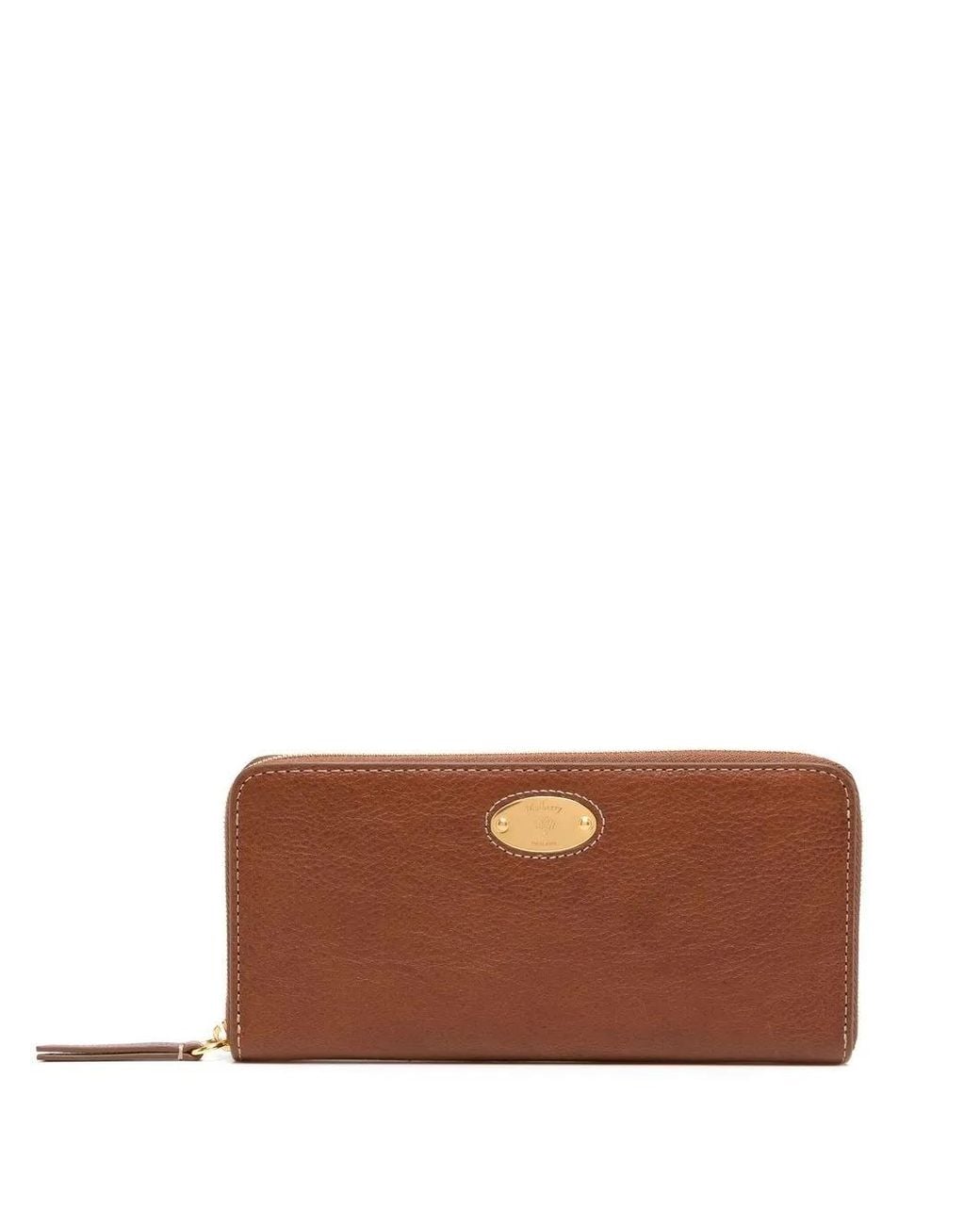 Mulberry Brown Grained-Leather Logo-Plaque Purse