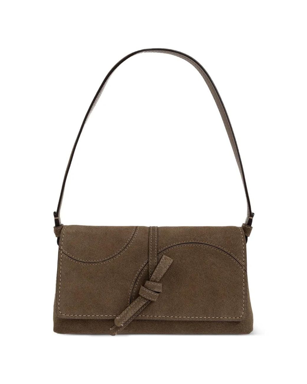 Kate Spade Brown Small Loop Knotted Suede Shoulder Bag