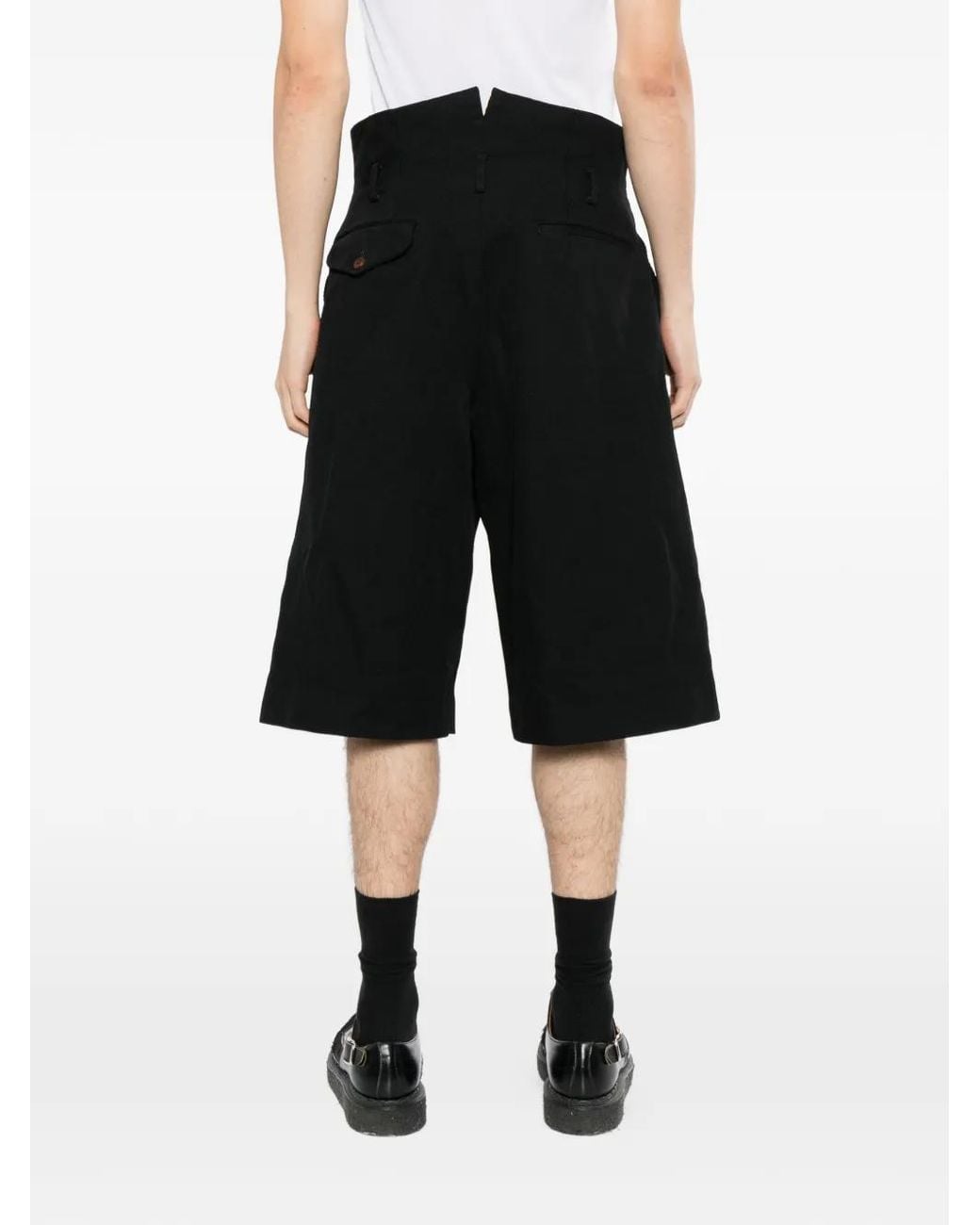 Comme des Garçons Black Pleated Wide-Leg Shorts for men
