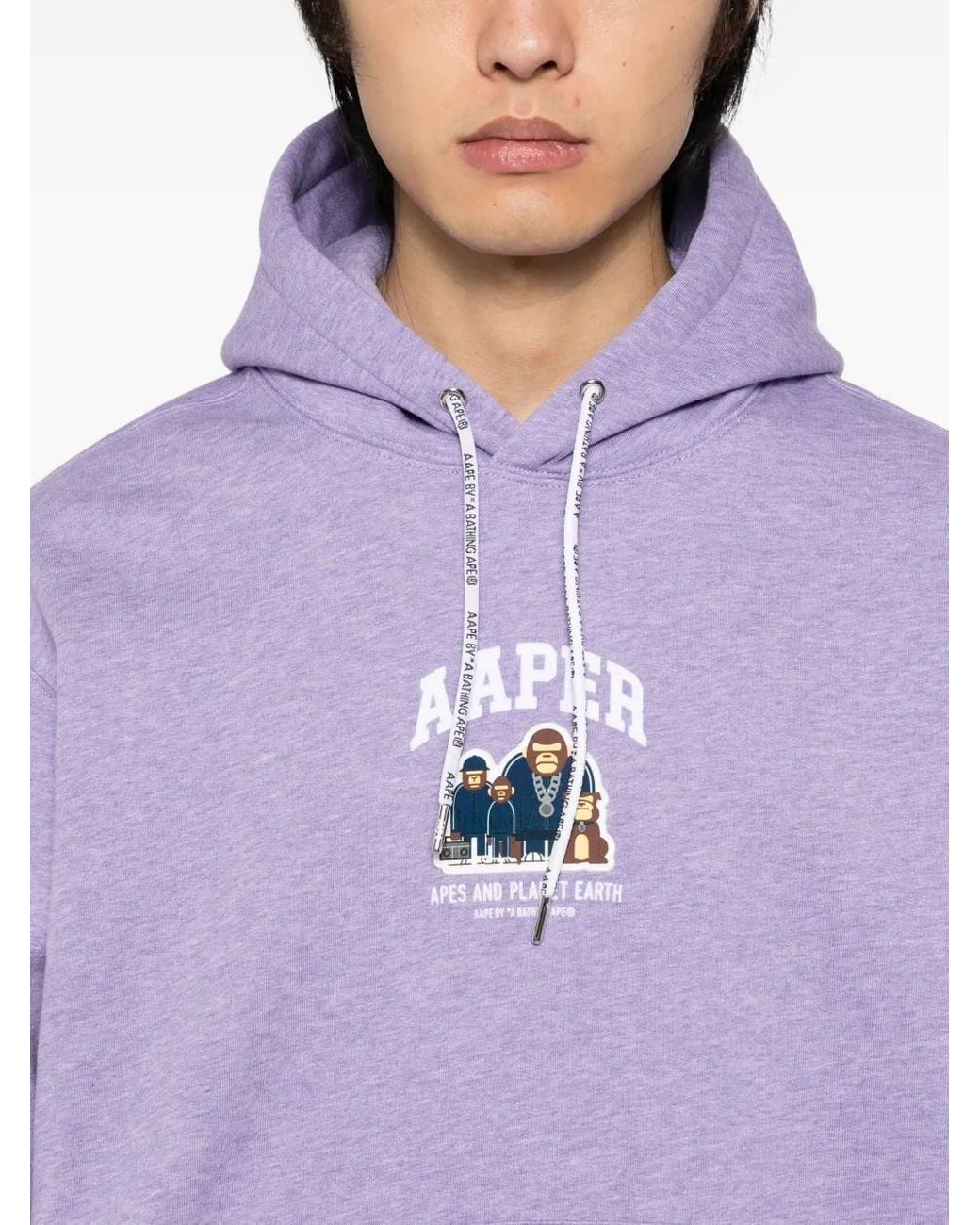 Aape By A Bathing Ape Purple Logo-Plaque Hoodie for men