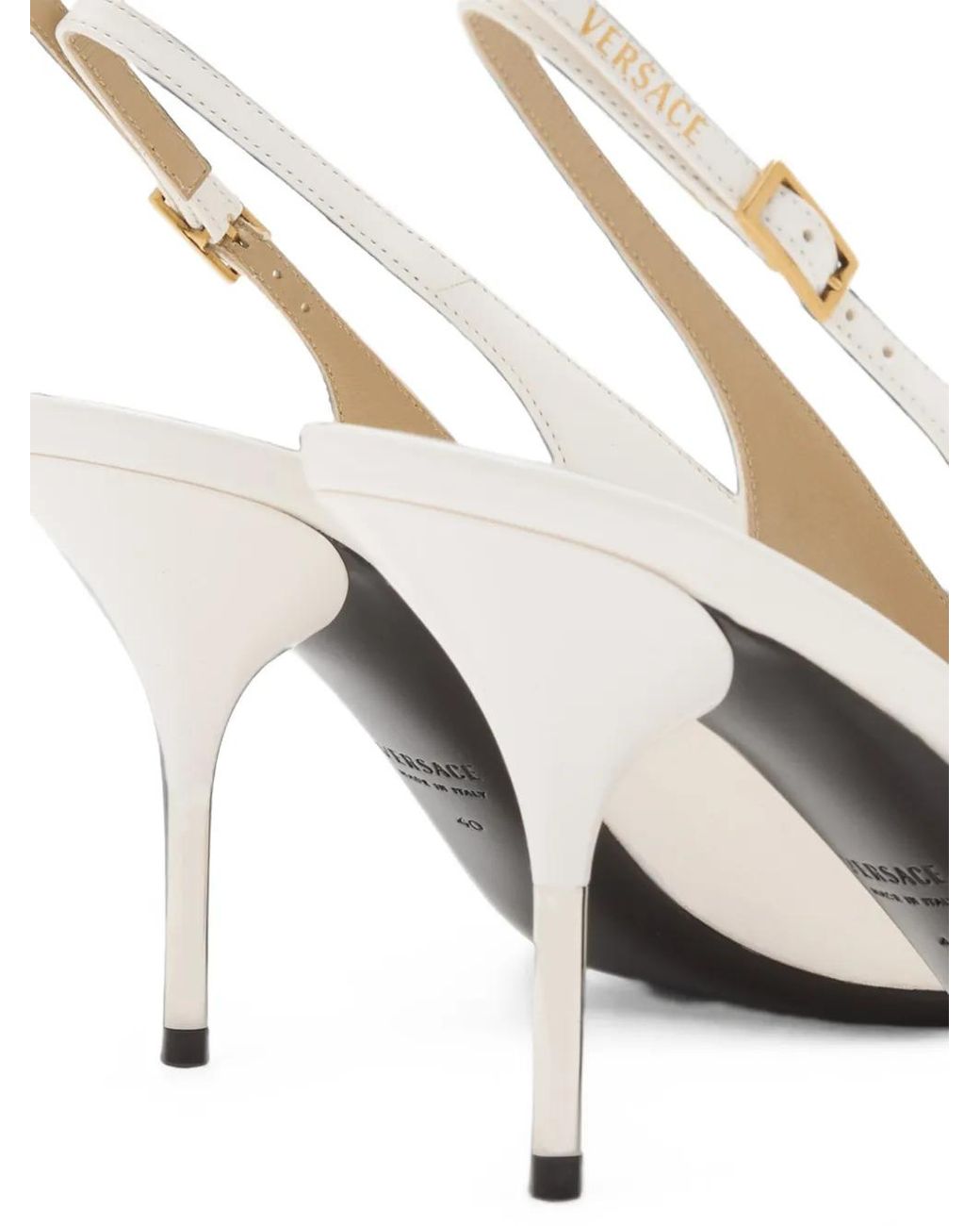 Versace White Escarpins Pointus À Bride Arrière Nyx