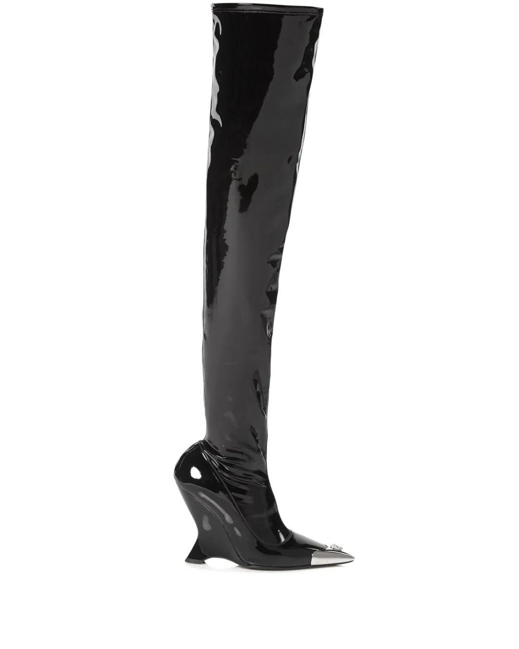 Philipp Plein Black Patent-Leather Over-Knee Boots