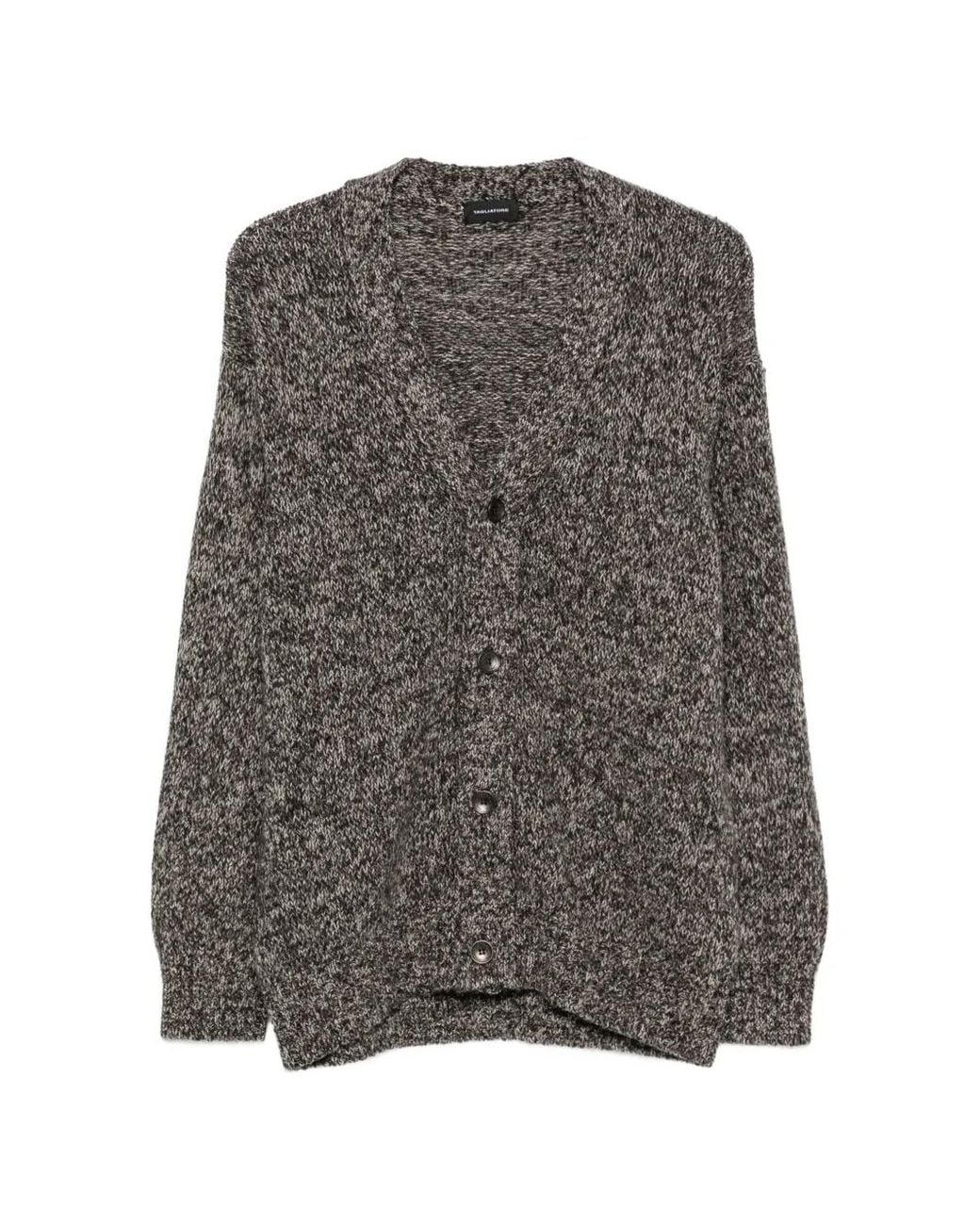 Tagliatore Gray Stoten Marl-Knit V-Neck Cardigan for men
