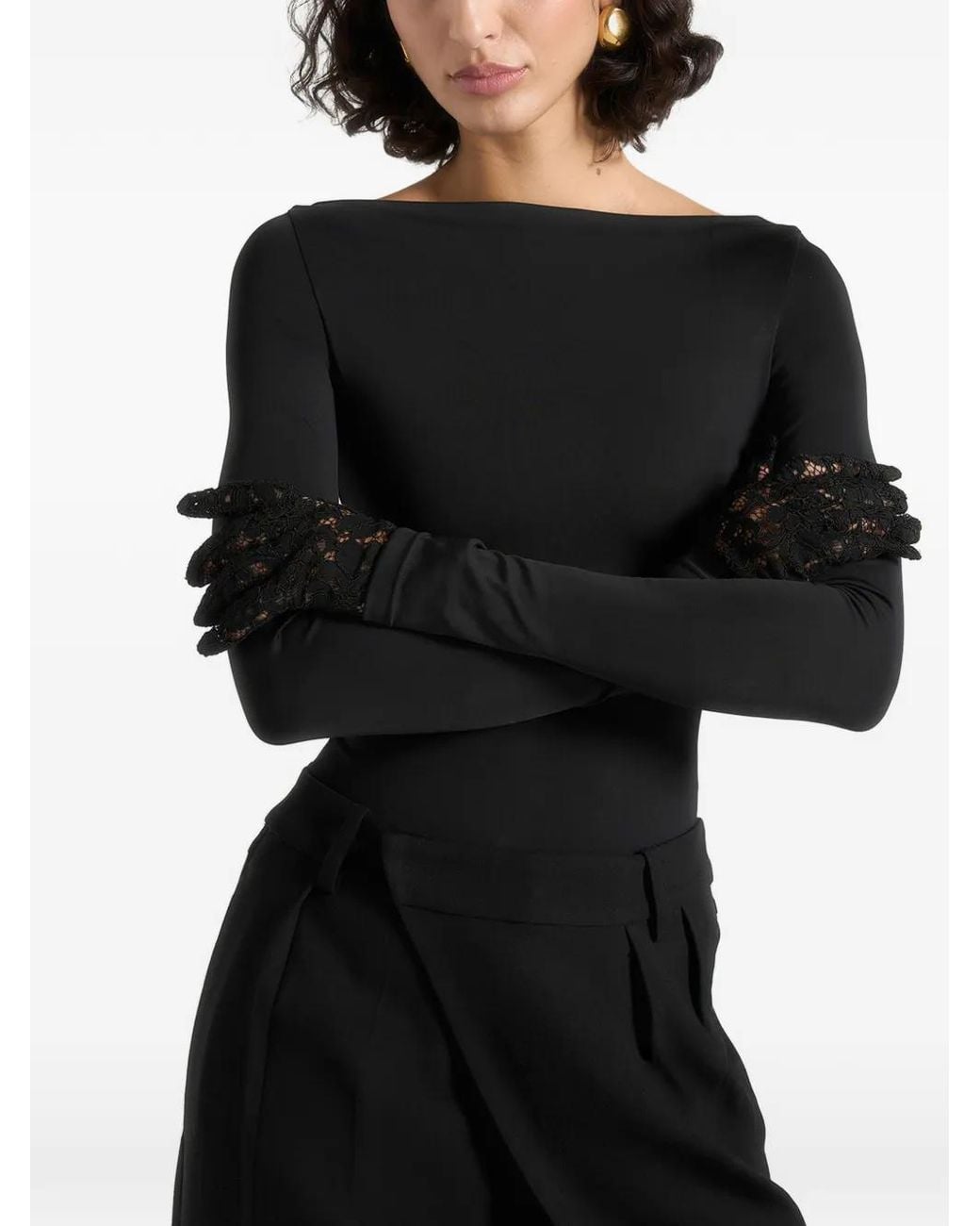 Manière De Voir Black Rhea Lace Gloves