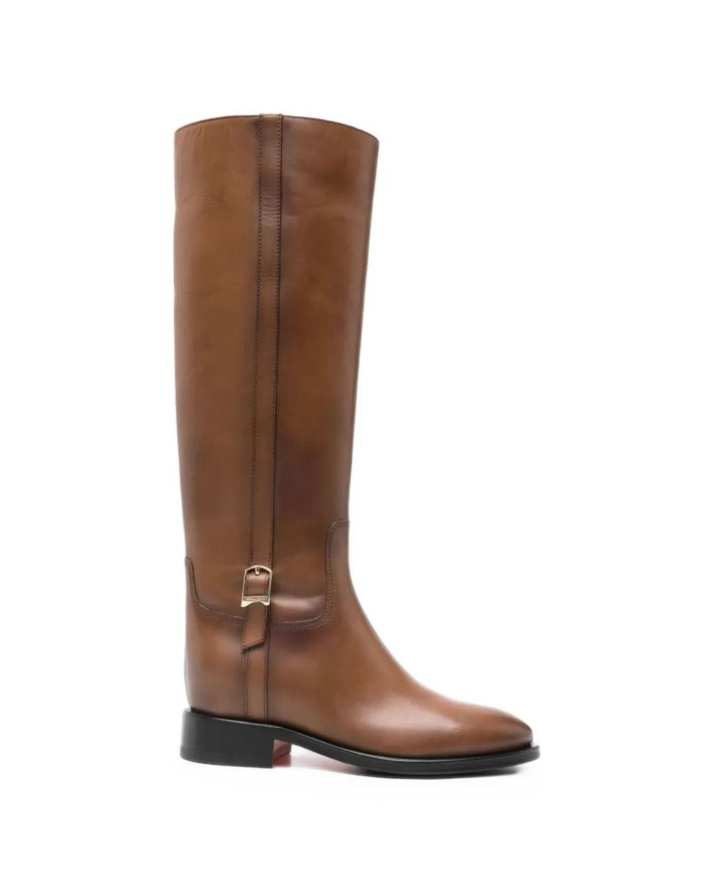 Santoni Brown Buckle-Detail Knee-High Boots