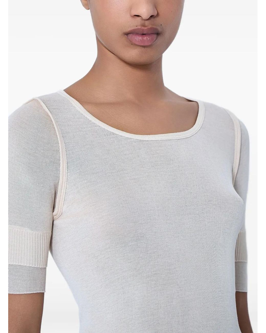 Lemaire White Haut Sans Coutures Trompe L'Oeil En Soie Viscose