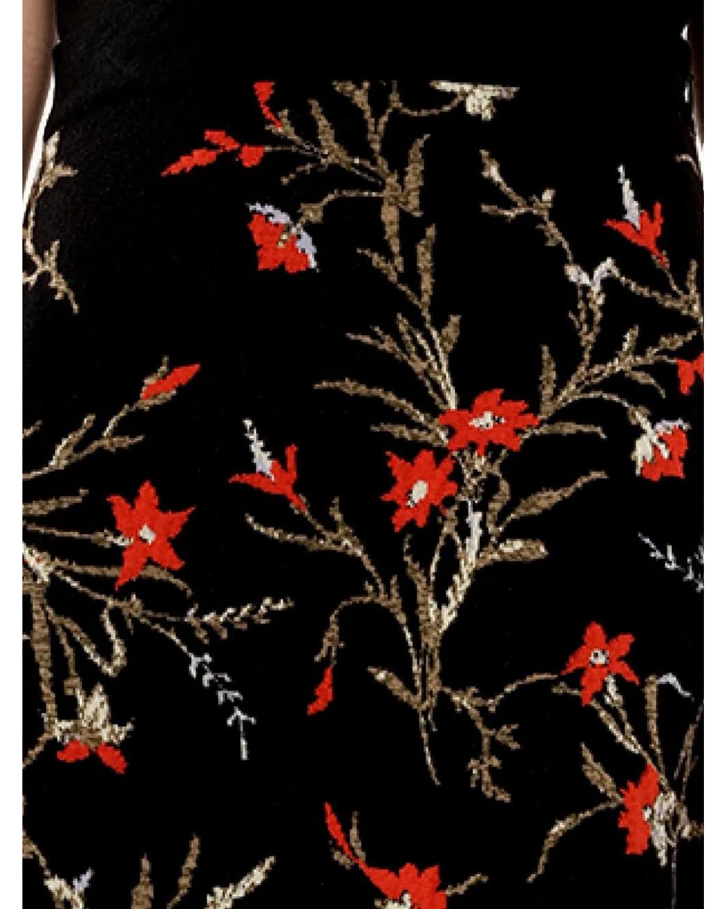 Balenciaga Black Floral-Embroidered A-Line Midi Skirt