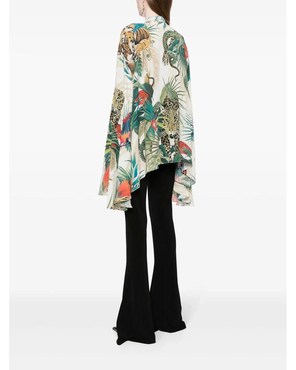 Roberto Cavalli Green Jungle Print Viscose Blouse
