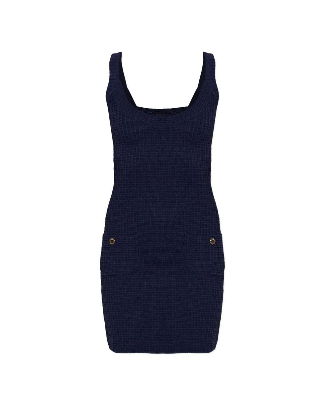 Melissa Odabash Blue Finola Waffle-Knit Mini Dress