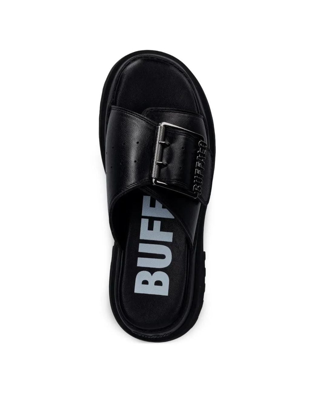 Buffalo Black Pluto Slide Buckle Sandals