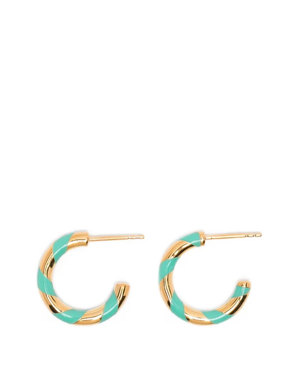 Aurelie Bidermann Metallic Positano Striped Hoop Earrings