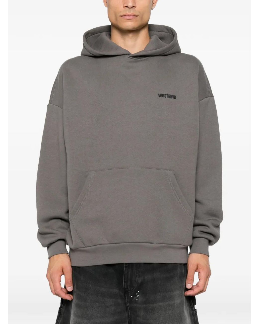 WRSTBHVR Gray Hoodie À Logo Imprimé
