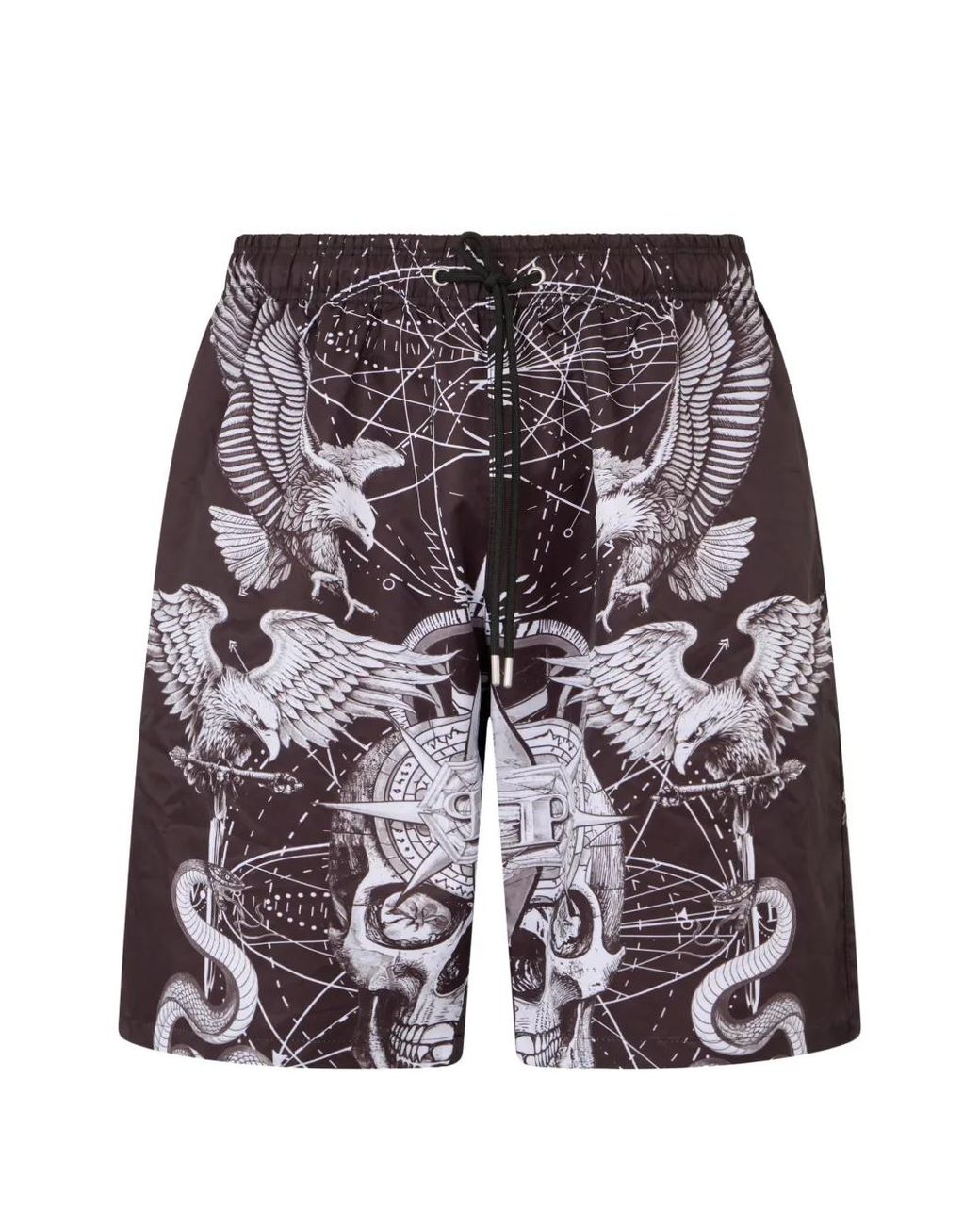 Philipp Plein Black Tattoo Print Shorts for men