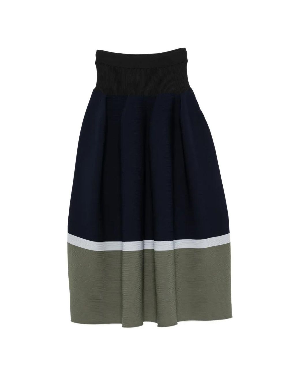 CFCL Blue Colour-Block Pleated Maxi Skirt