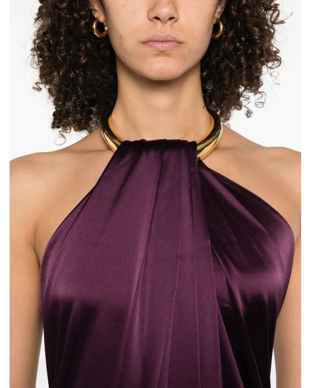 Stephane Rolland Purple Ring-Neck Maxi Dress