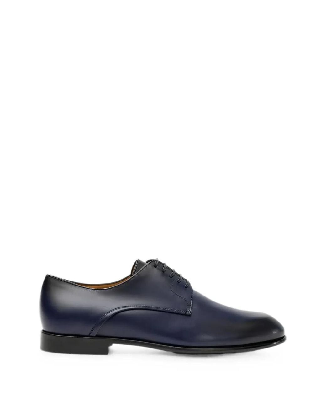 Ferragamo Blue Fosco Leather Derby Shoes for men