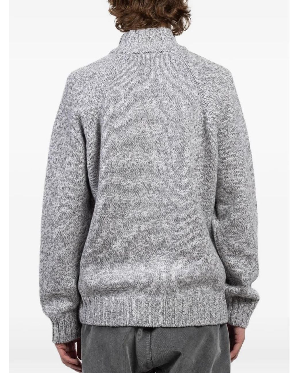 Gran Sasso Gray Zip-Neck Textured Sweater for men