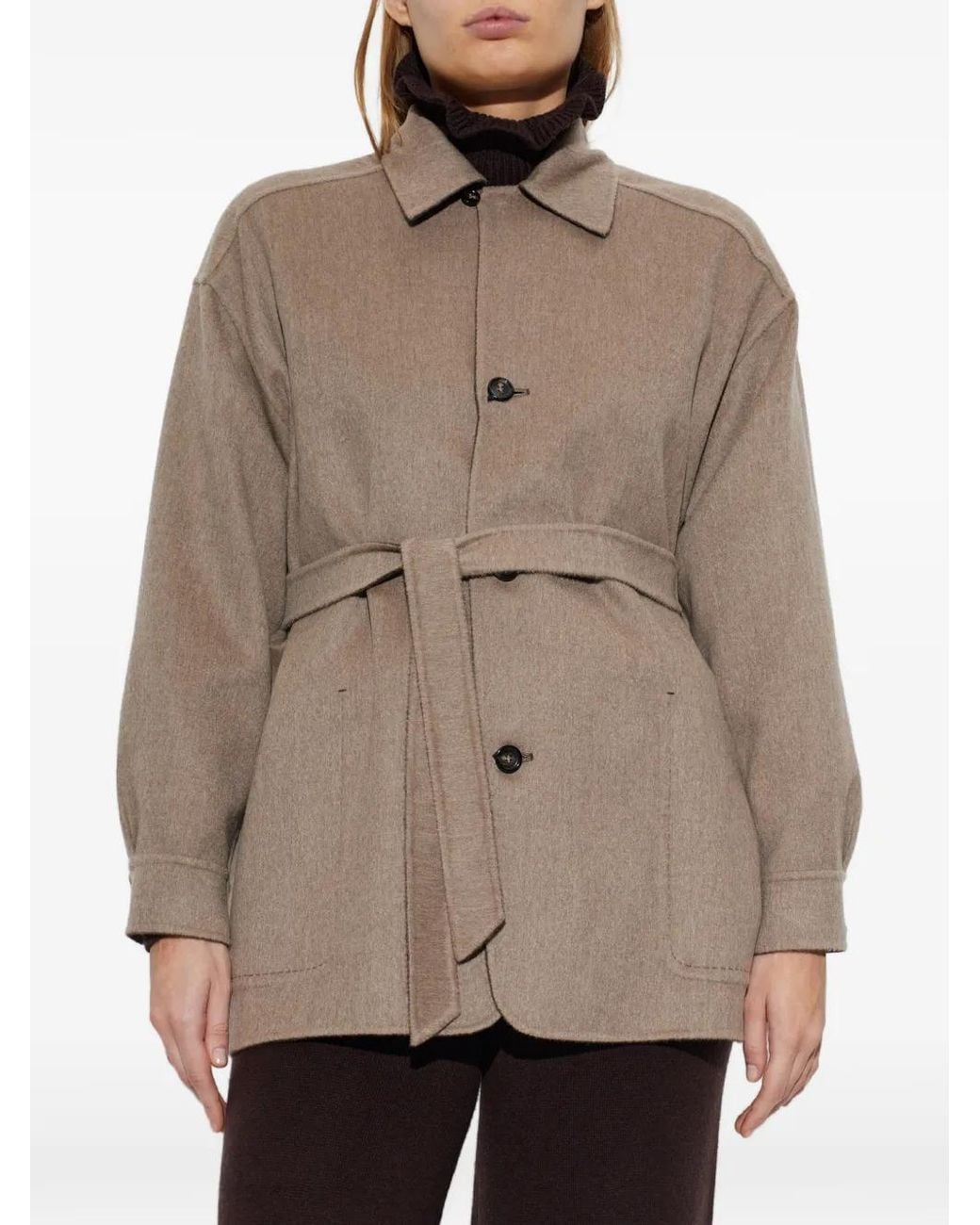 Max Mara Brown Single-Breasted Cashmere Foule Jacket