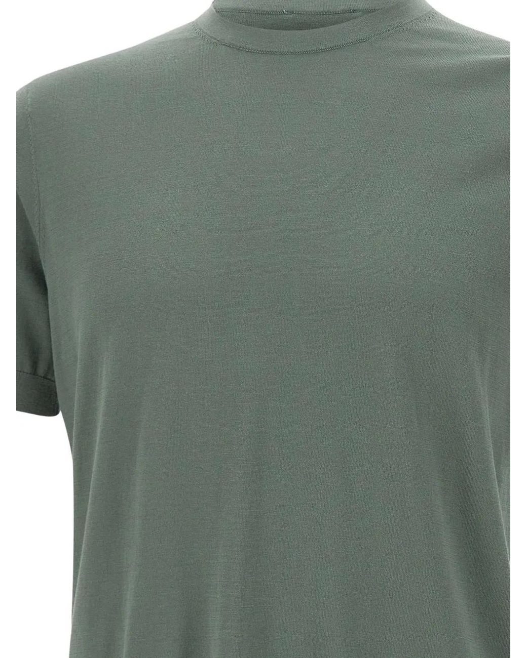 Diktat Green Short-Sleeve Crew-Neck Sweater for men