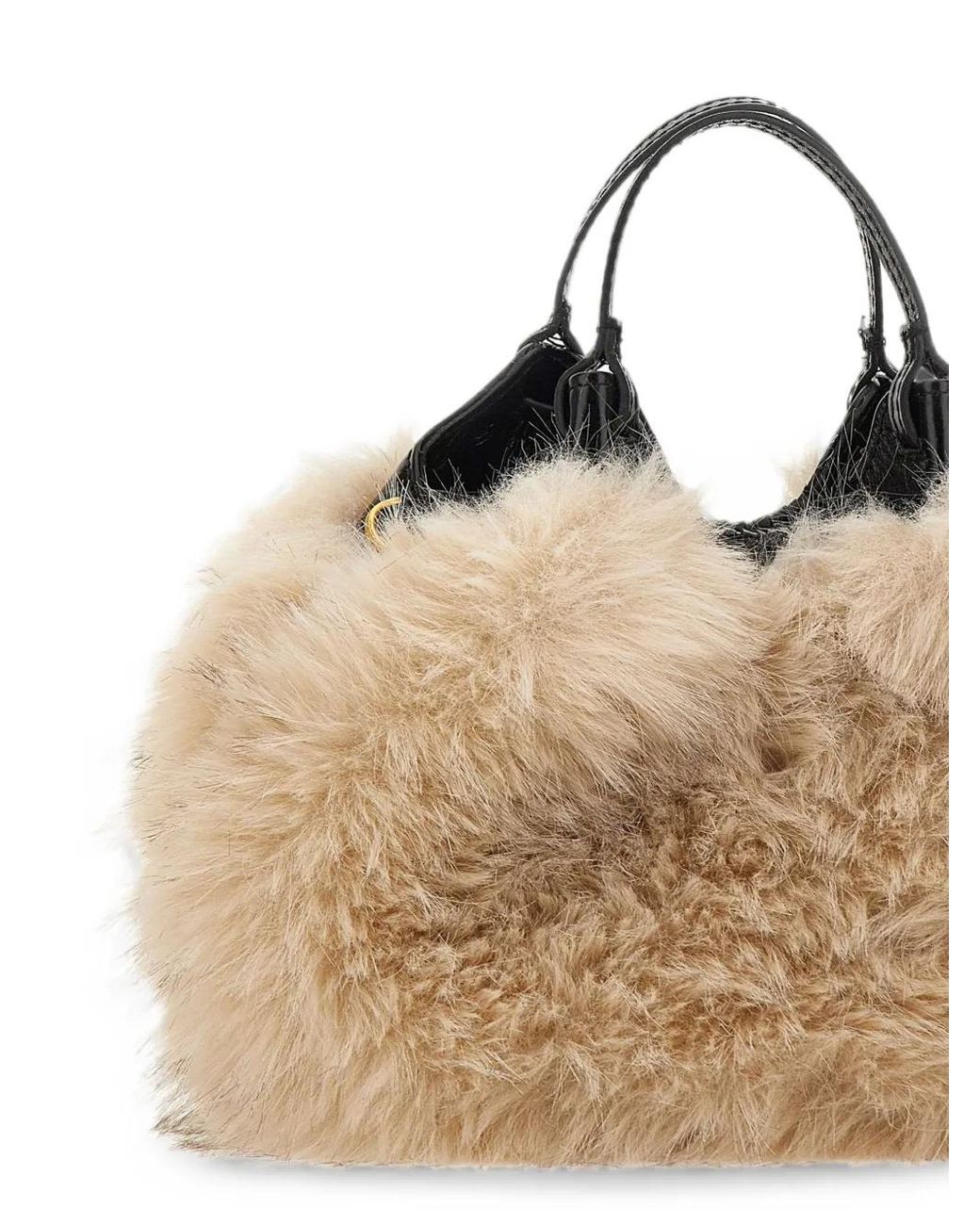 Gianni Chiarini Natural Small Dua Faux-Fur Trim Tote Bag