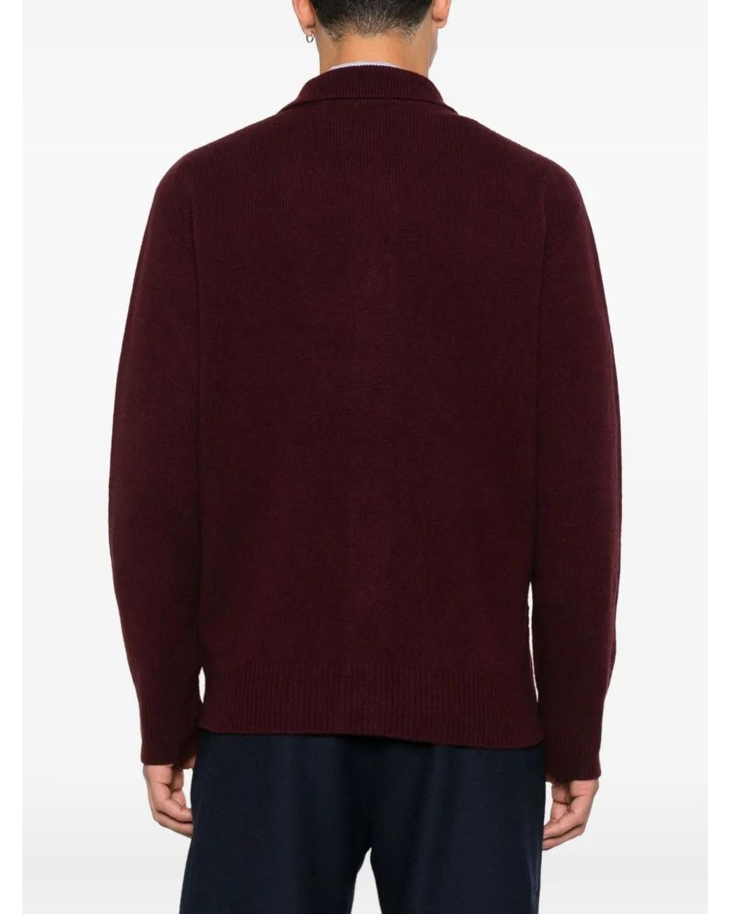 Amaranto Red Fine-Knit Cardigan for men