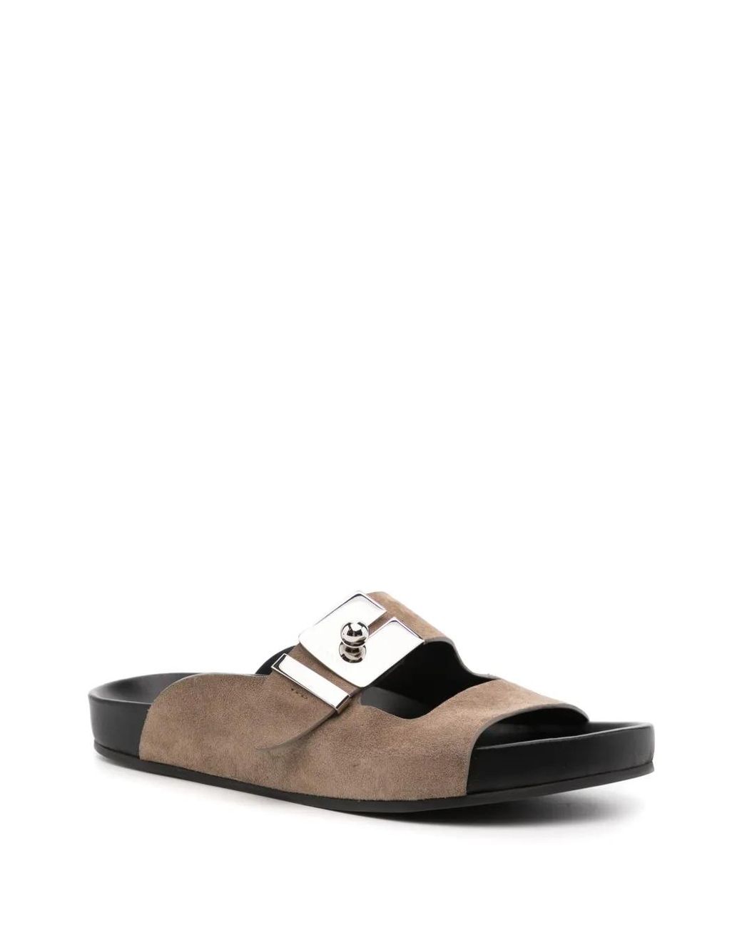 Lanvin Brown Side-Buckle Leather Sandals