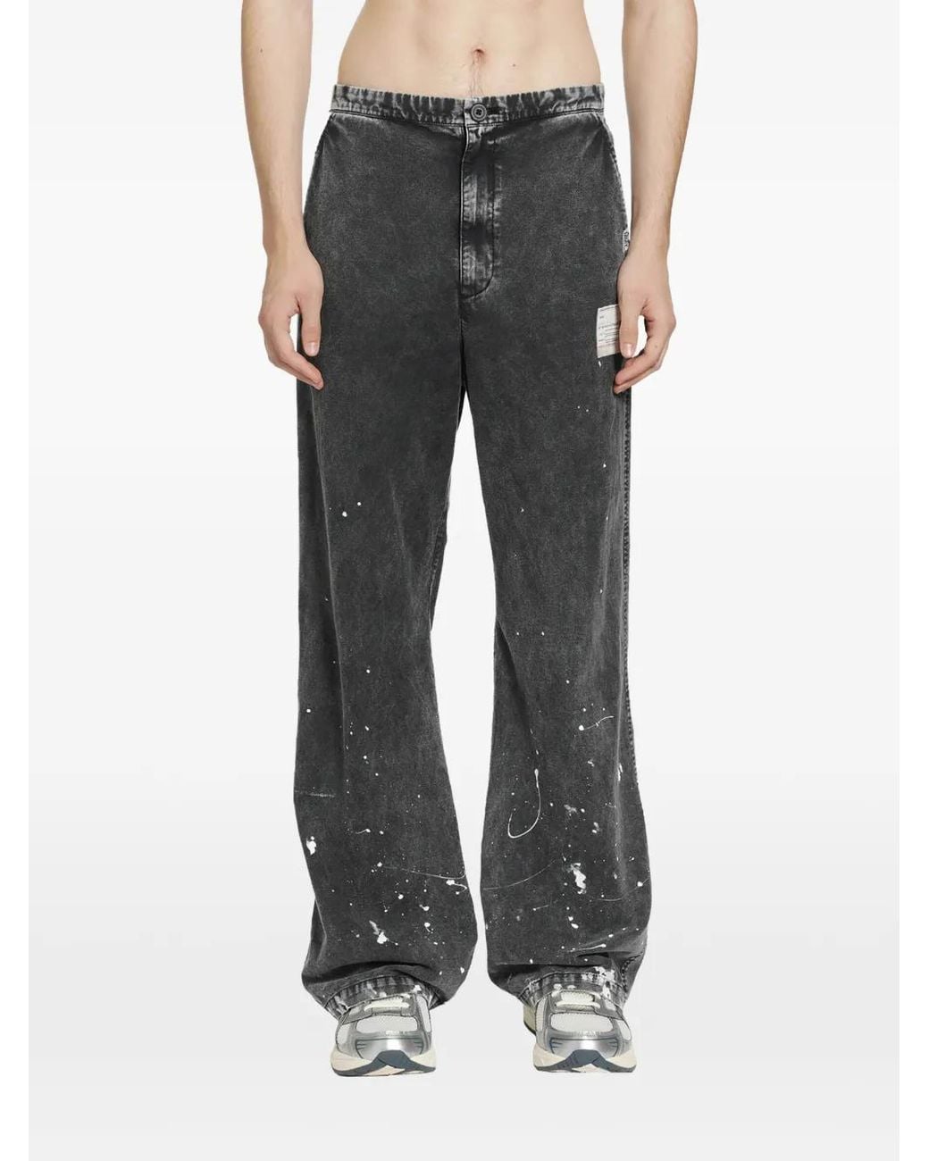 Maison Mihara Yasuhiro Gray Distressed Cotton Linen Trousers for men