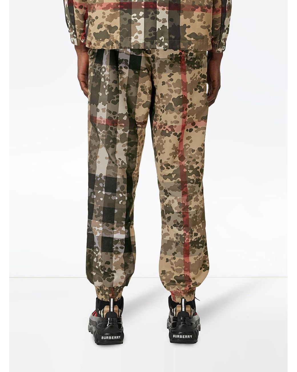 Burberry Cotton Camouflage Check Track Pants for Men | Lyst