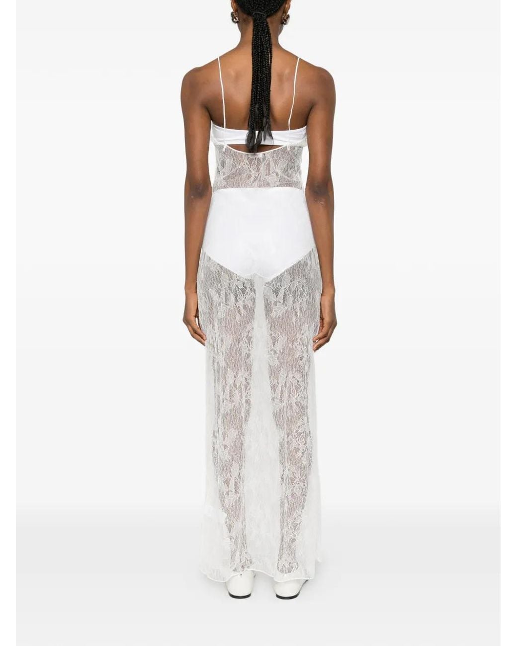 Oseree White Bridal Lace O Gem Slip Dress