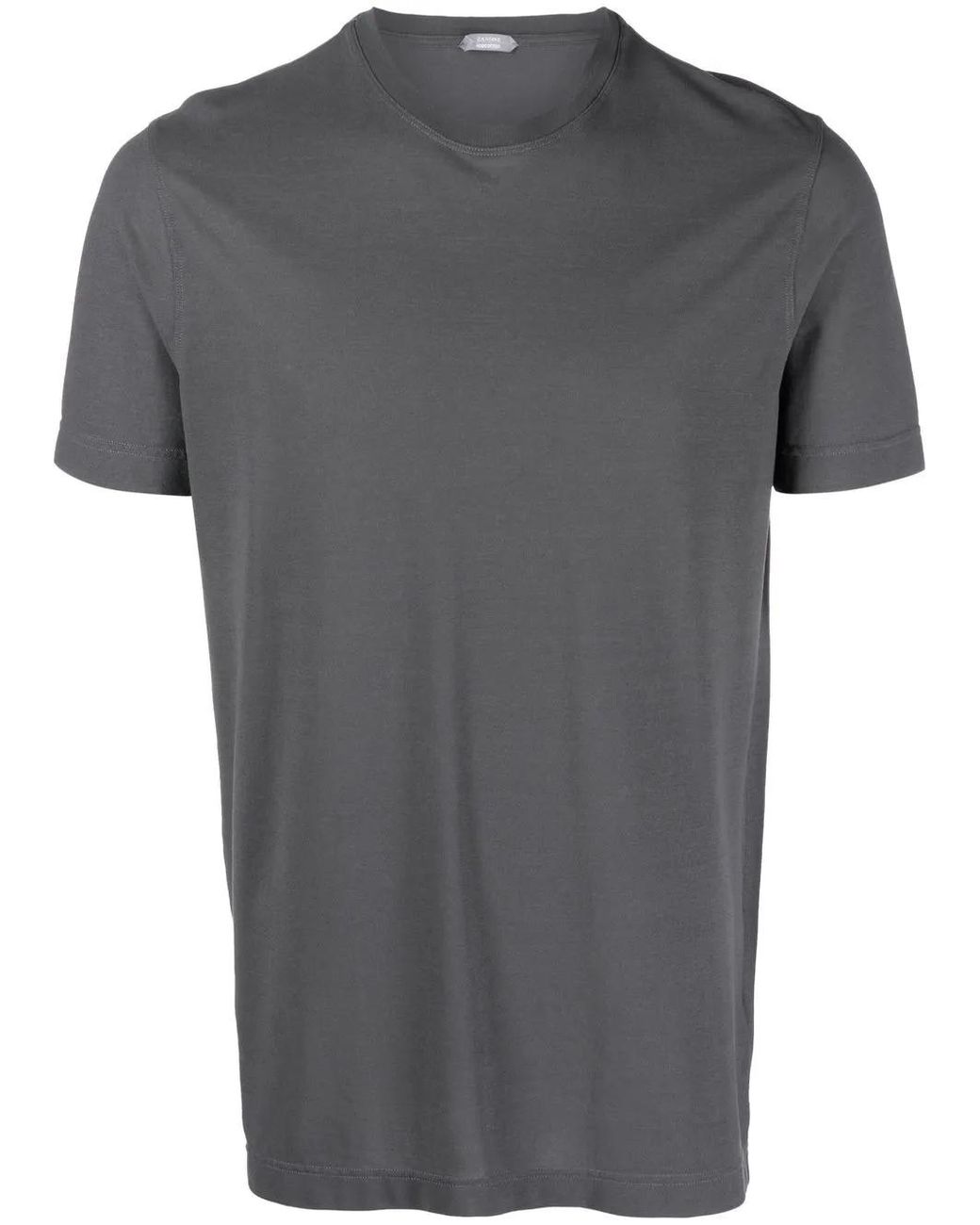 Zanone Gray Round-Neck Short-Sleeve T-Shirt for men