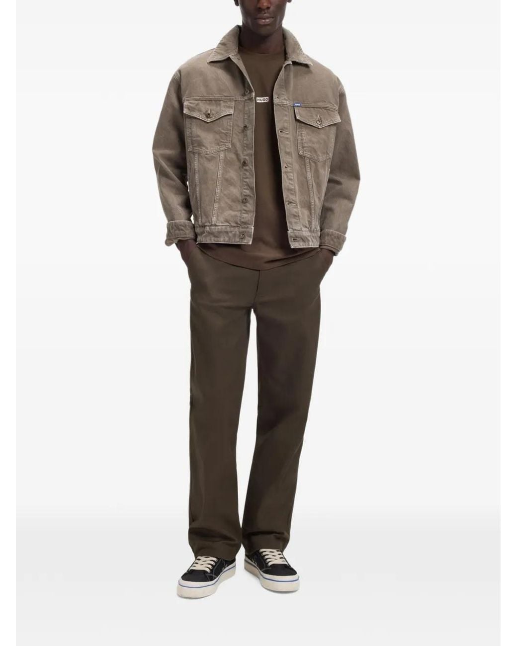 HUGO Gray Back-Patch Trousers for men