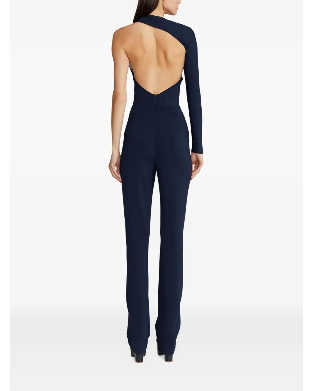 Ralph Lauren Blue One-Shoulder Cutout-Detail Jumpsuit