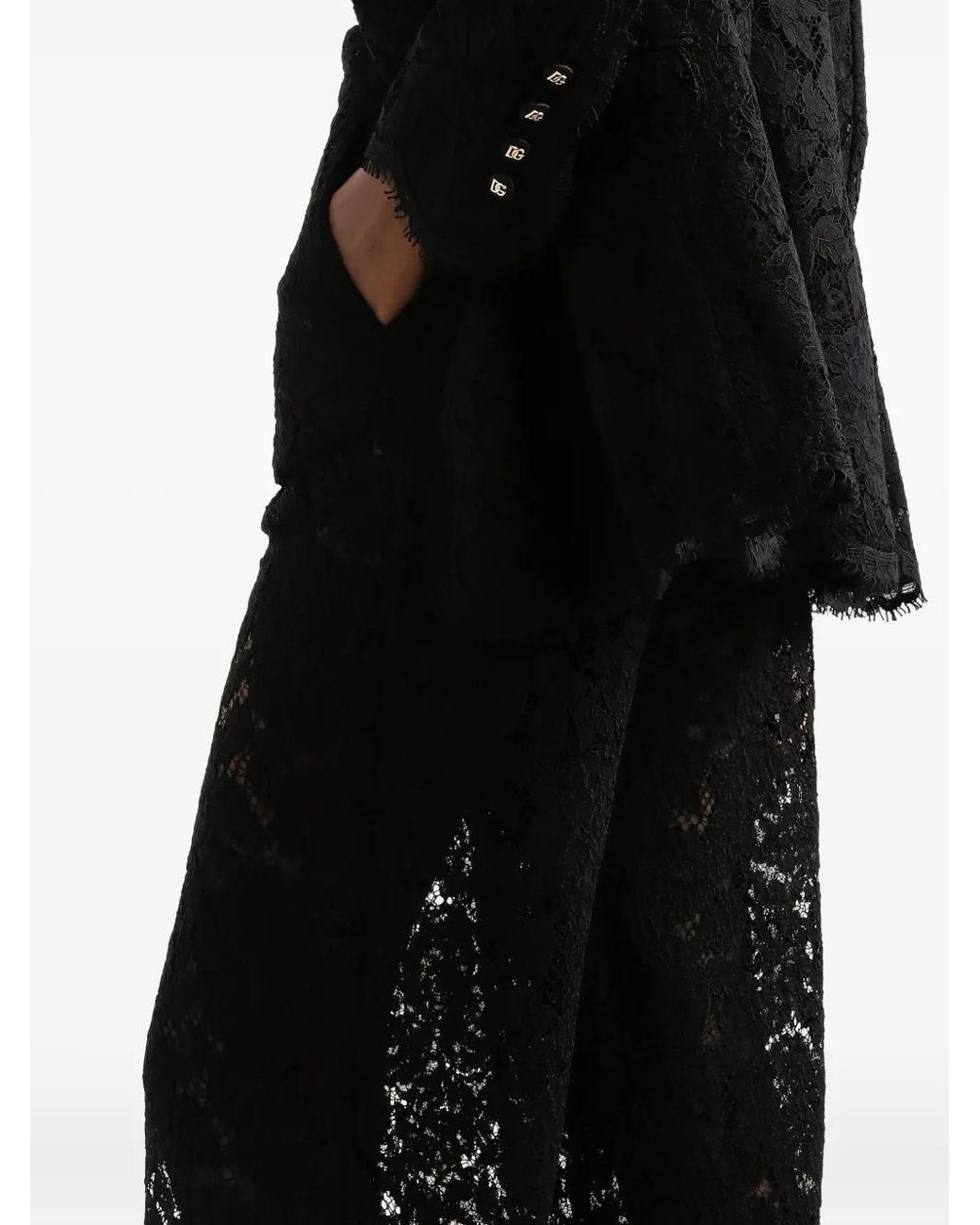 Dolce & Gabbana Black Dna Lace-Detailing Trousers