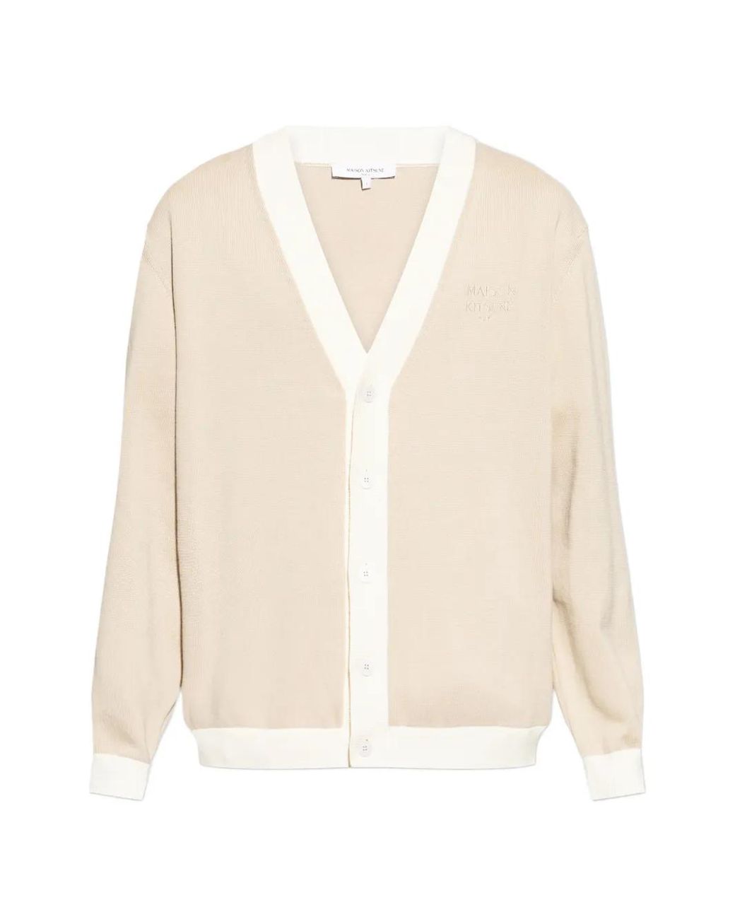 Maison Kitsuné Natural V-Neck Buttoned Cardigan for men
