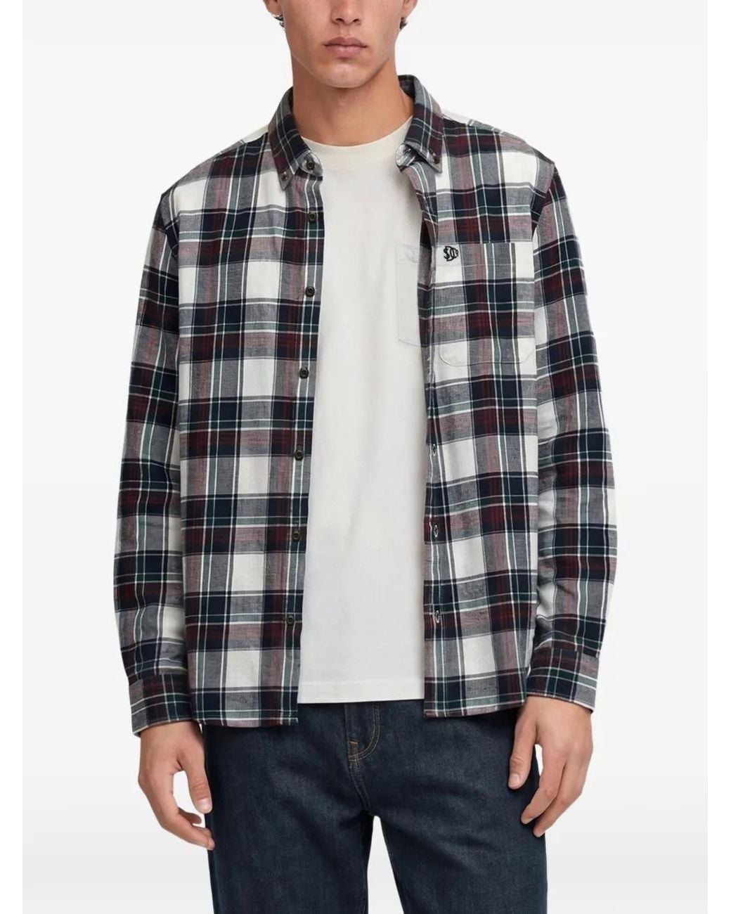Superdry Gray Check-Pattern Cotton Shirt for men