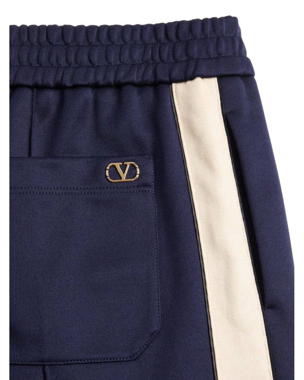 Valentino Garavani Blue Logo-Patch Side-Bands Track Pants for men