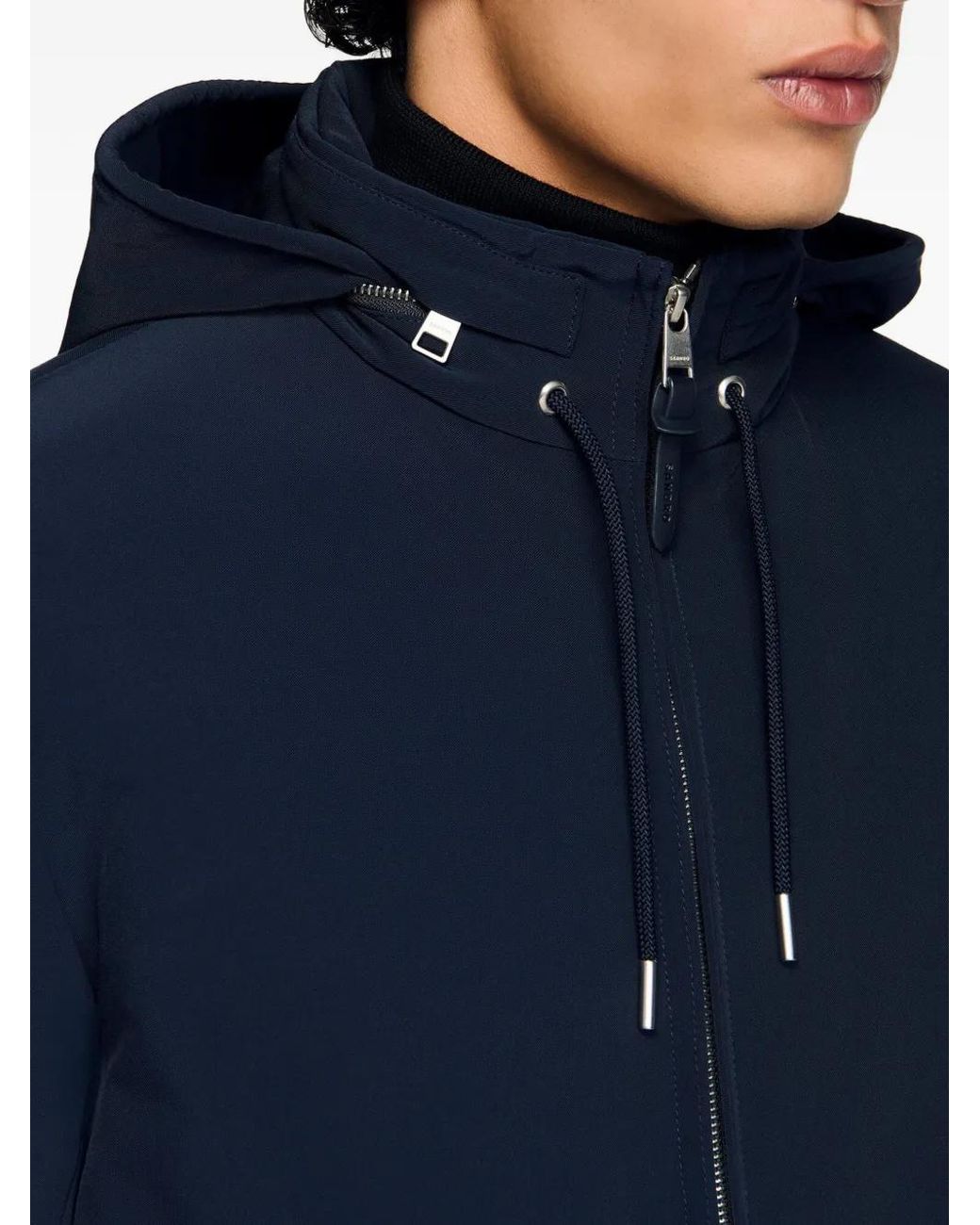 Sandro Blue Hooded Zip-Up Jacket for men
