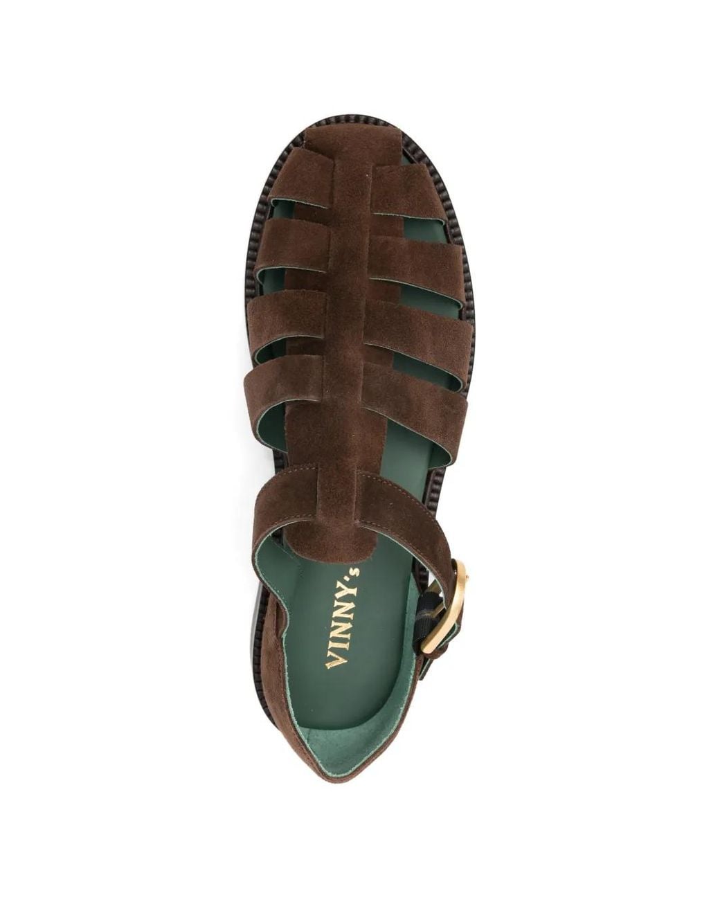 VINNY'S Brown Fisherman Buckle-Strap Sandals for men