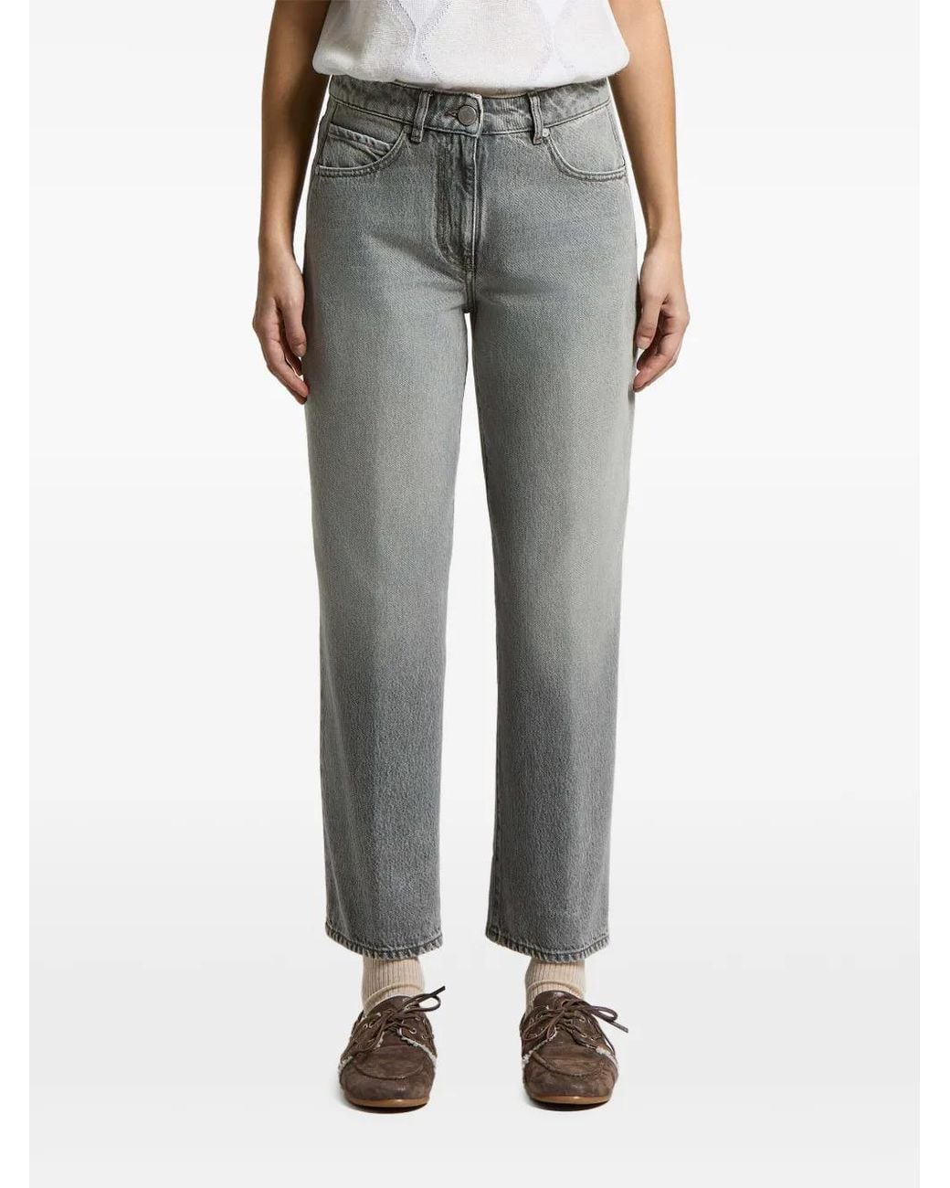 Peserico Gray Straight-Leg Jeans