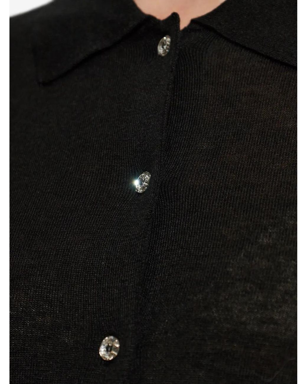Lacoste Black Diamanté-Button Cashmere-Blend Cardigan